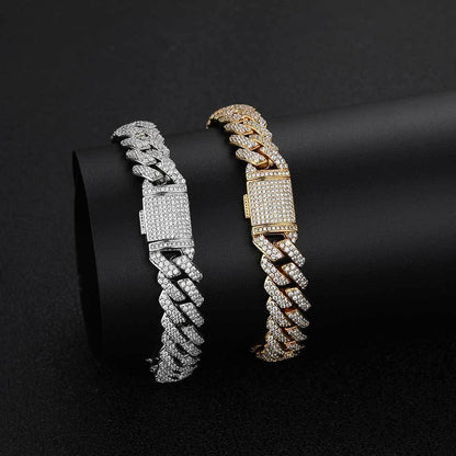 -Pattern Cuban Link Bracelet with Flip Clasp Zircon - CaratixJewelry