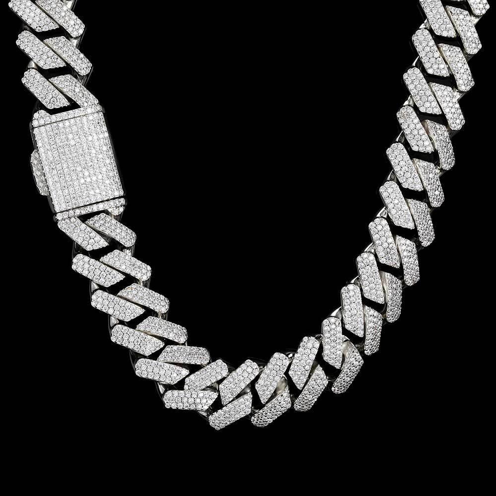 Custom 18mm Three-Row Cuban Chain Necklace Zircon - CaratixJewelry
