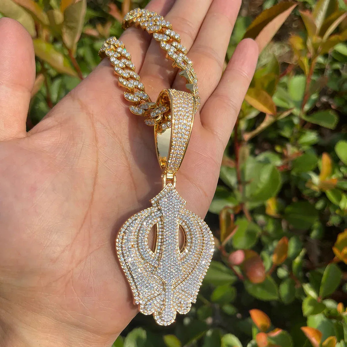 Iced Out Fleur-de-Lis Pendant | Men's Royal Lily Necklace Luxury Hip Hop Bling | Caratix - CaratixJewelry