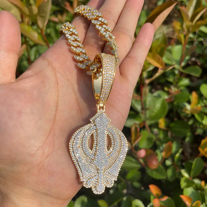 Iced Out Fleur-de-Lis Pendant | Men's Royal Lily Necklace Luxury Hip Hop Bling | Caratix - CaratixJewelry