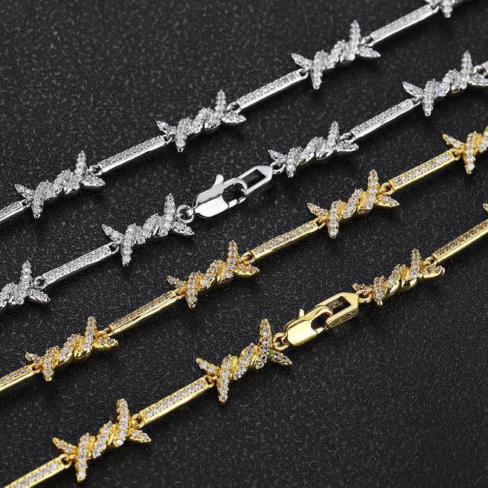 2.5mm Iced Out Thorn Chain Necklace Micro Zircon Gold Chain Rapper Style | Caratix Jewelry - CaratixJewelry