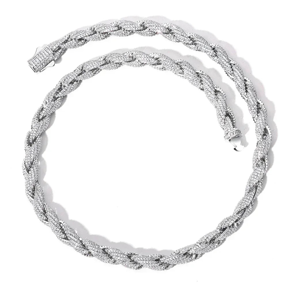 Iced Out Rope Chain Necklace Zircon Gold Chain Rapper Style | Caratix Jewelry - CaratixJewelry