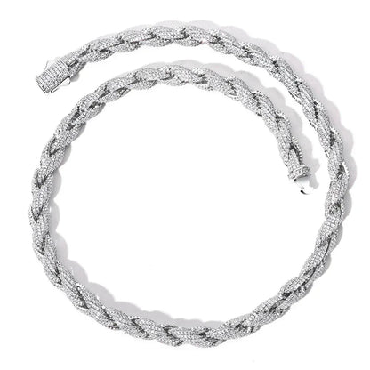 Iced Out Rope Chain Necklace Zircon Gold Chain Rapper Style | Caratix Jewelry - CaratixJewelry