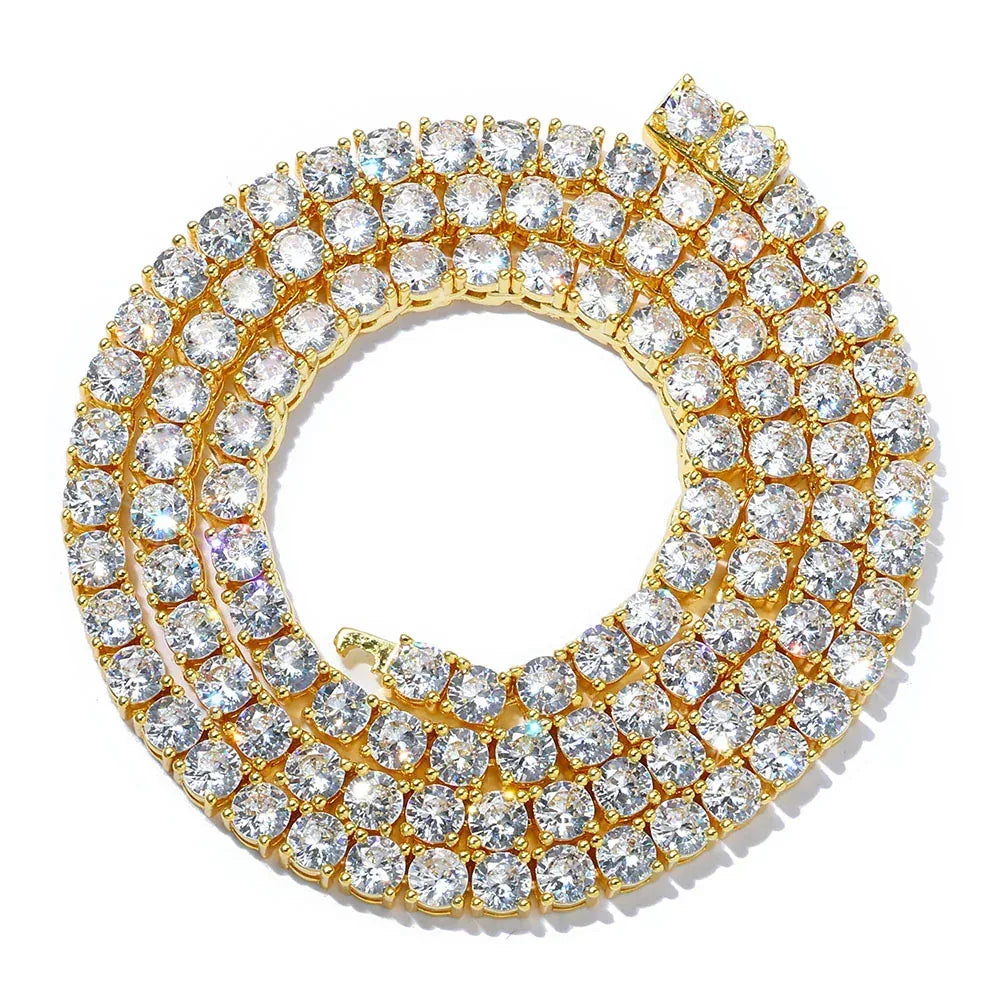 Moissanite Tennis Chain with Spring Clasp – S925 Sterling Silver Hip Hop Necklace for Men - CaratixJewelry