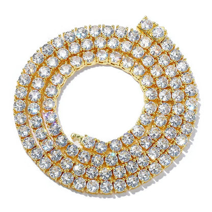 Moissanite Tennis Chain with Spring Clasp – S925 Sterling Silver Hip Hop Necklace for Men - CaratixJewelry