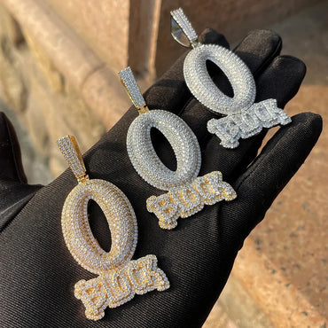 Luxury O-Block Iced Out Letter Pendant | Men's Hip Hop Drill Culture Necklace | Premium Copper CZ Jewelry | Street Legend Bling | Caratix - CaratixJewelry