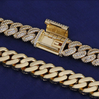 12mm Iced Out Cuban Bracelet T-Cut Zircon Gold Chain Rapper Style - CaratixJewelry
