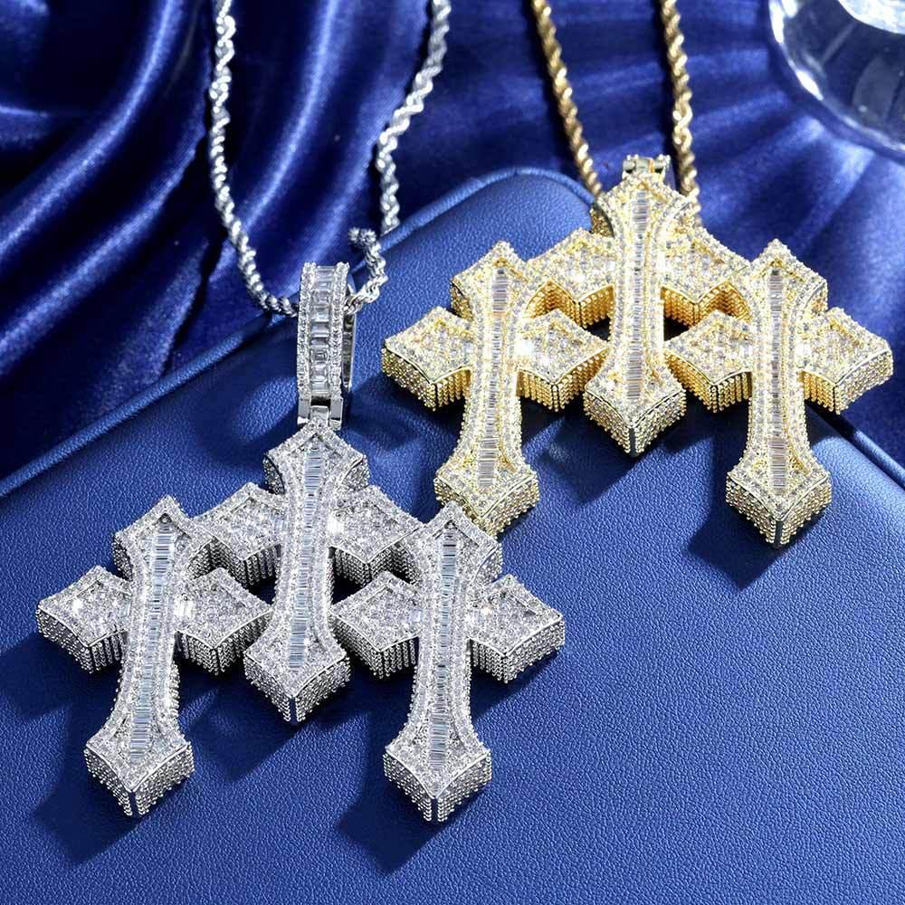 S925 Silver Moissanite Cross Pendant Necklace for Men | Caratix Jewelry - CaratixJewelry