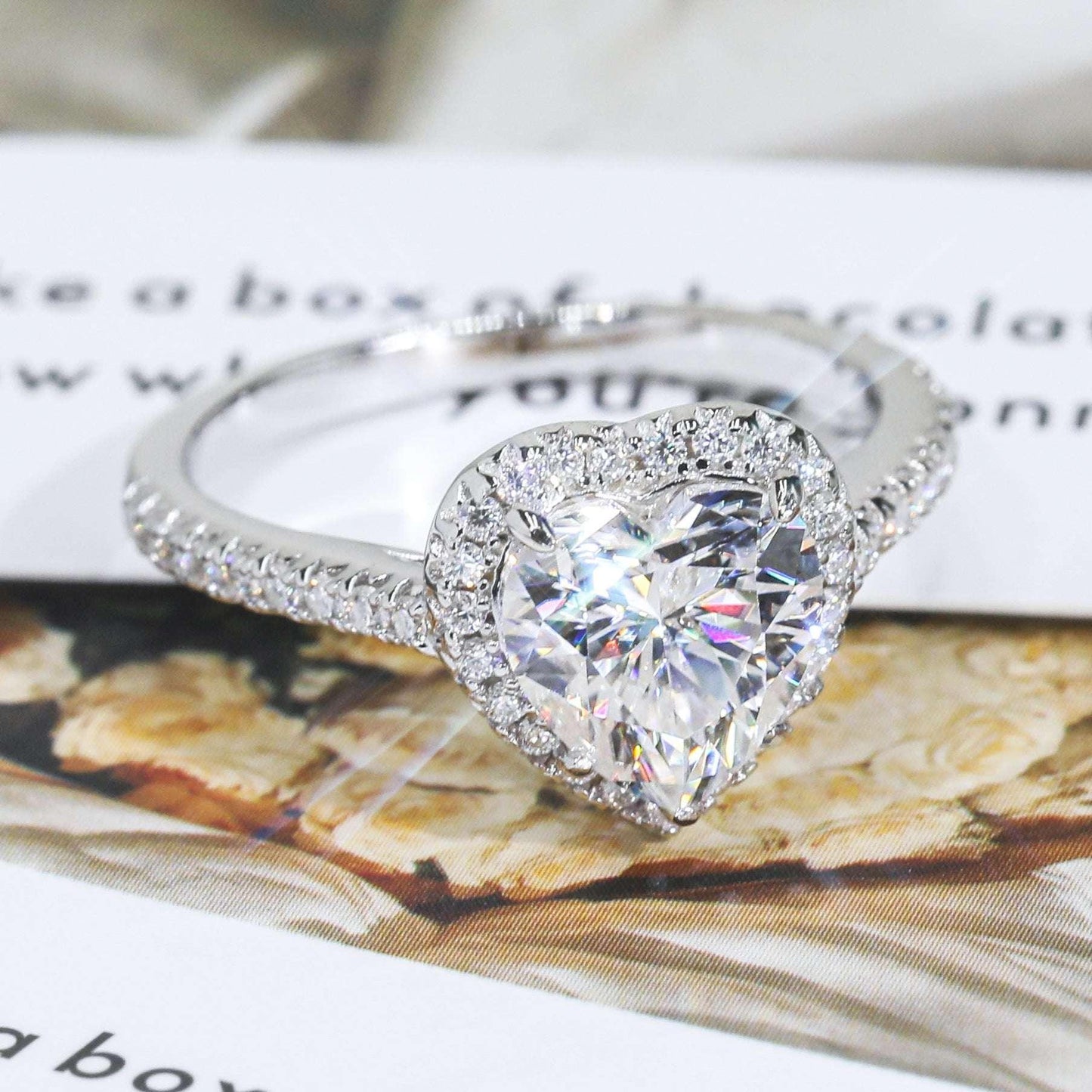 2ct Heart Moissanite Ring | S925 Silver Romantic Women’s Proposal Gift Jewelry - CaratixJewelry
