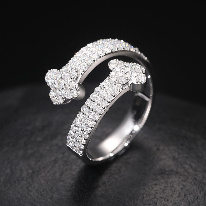 Adjustable Moissanite Men's Ring Iced Out Silver | Caratix