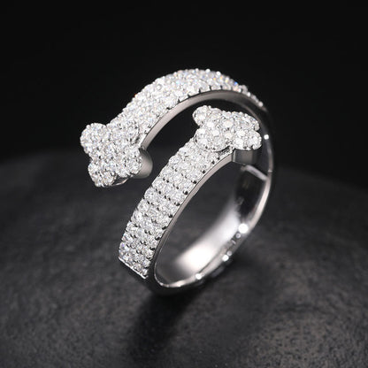 Adjustable Moissanite Men's Ring Iced Out Silver | Caratix