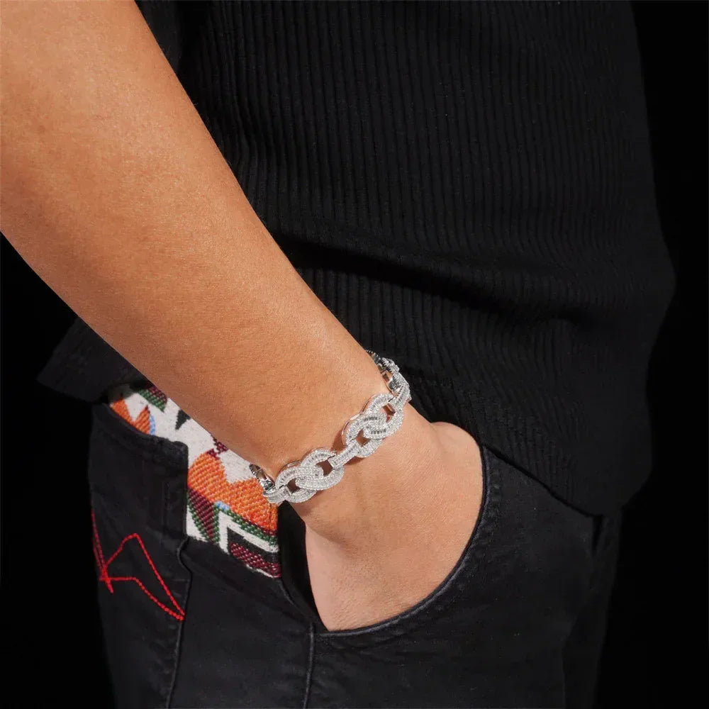 2025 Figure-8 Moissanite Bracelet – S925 Sterling Silver Iced-Out Hip Hop Men’s Streetwear Jewelry - CaratixJewelry