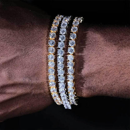 Iced Out Tennis Chain Zircon Bracelet with Spring Clasp for Men | Caratix Jewelry - CaratixJewelry