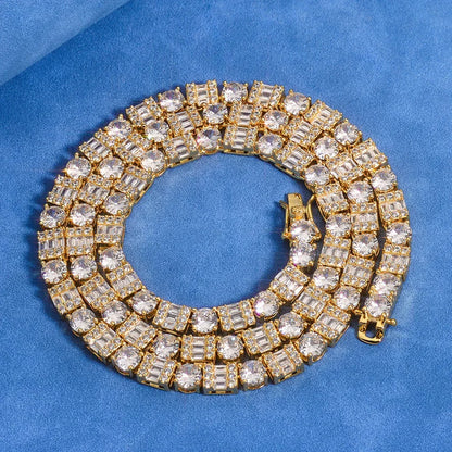Mixed-Cut Moissanite Tennis Chain – S925 Sterling Silver Luxury Hip Hop Necklace - CaratixJewelry