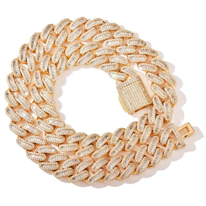 15mm Iced Out Cuban Chain Necklace with Micro-Pave Zircon - CaratixJewelry