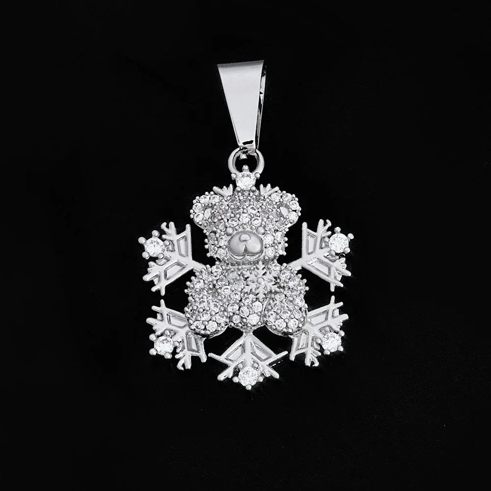 Bear Snowflake Pendant Necklace Zircon Hip Hop Jewelry for Women | Caratix Jewelry - CaratixJewelry