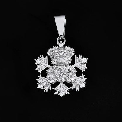 Bear Snowflake Pendant Necklace Zircon Hip Hop Jewelry for Women | Caratix Jewelry - CaratixJewelry