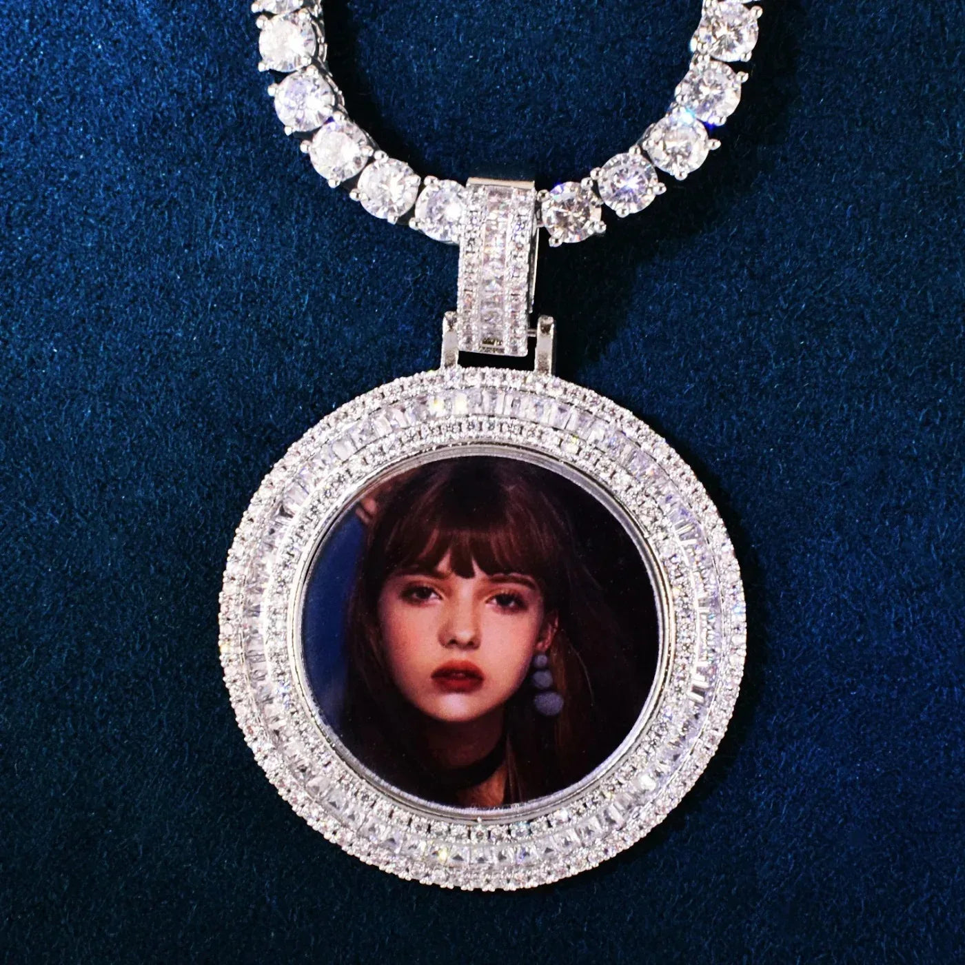 Epoxy Photo T-Bar Pendant | Mixed CZ DIY Custom Picture Hip Hop Necklace - CaratixJewelry