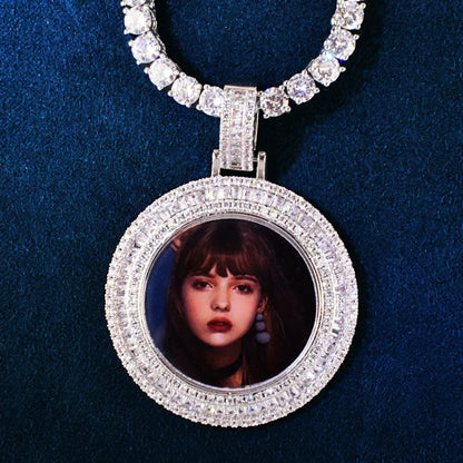 Epoxy Photo T-Bar Pendant | Mixed CZ DIY Custom Picture Hip Hop Necklace - CaratixJewelry