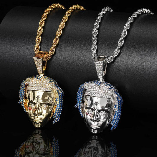 Custom Hip Hop Singer Portrait Pendant Necklace with Zircon Stones for Men | Caratix Jewelry - CaratixJewelry