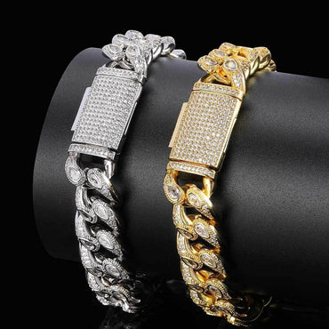 16mm Eyeglass Link Cuban Chain Bracelet Zircon for Men | Caratix Jewelry - CaratixJewelry