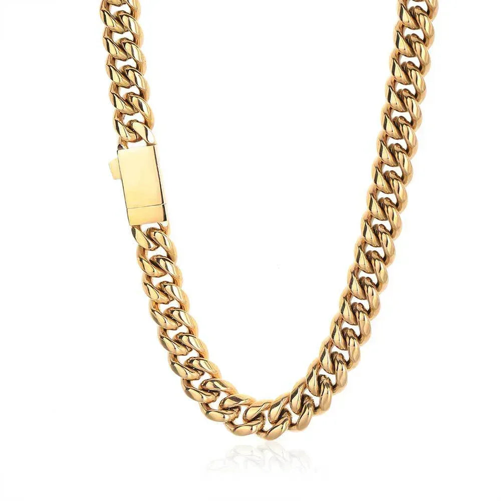 Stainless Steel Dense Cuban Chain Necklace with Spring Clasp for Men | Caratix Jewelry - CaratixJewelry