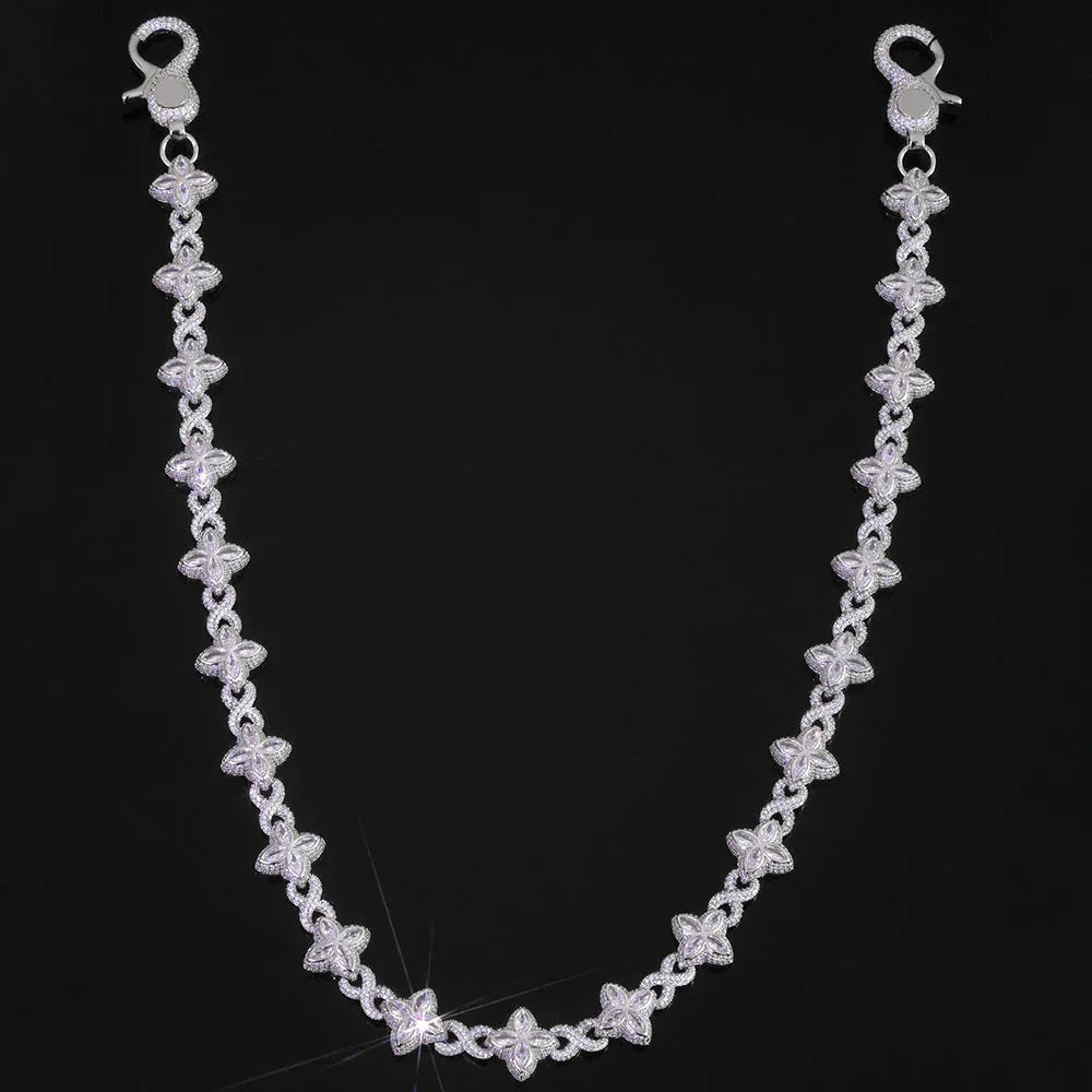 Women's Clover & Infinity 8 Metallic Waist Chain | Iced Out Jewelry Body Link | Luxury Zircon Belt Accessory | Caratix - CaratixJewelry
