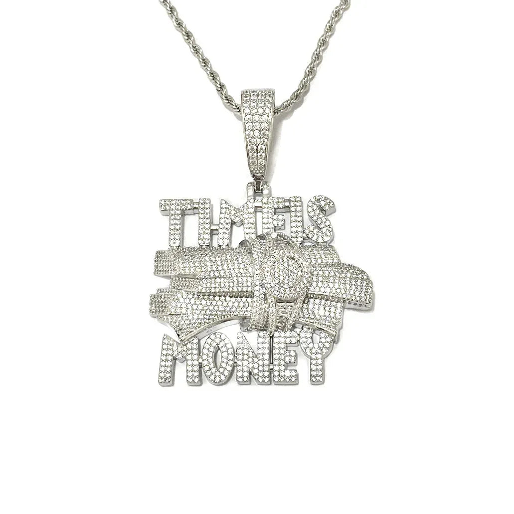 Iced Out "Time is Money" Pendant | Men's Clock Face Necklace - CaratixJewelry
