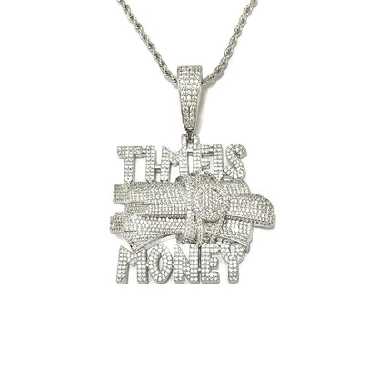 Iced Out "Time is Money" Pendant | Men's Clock Face Necklace - CaratixJewelry