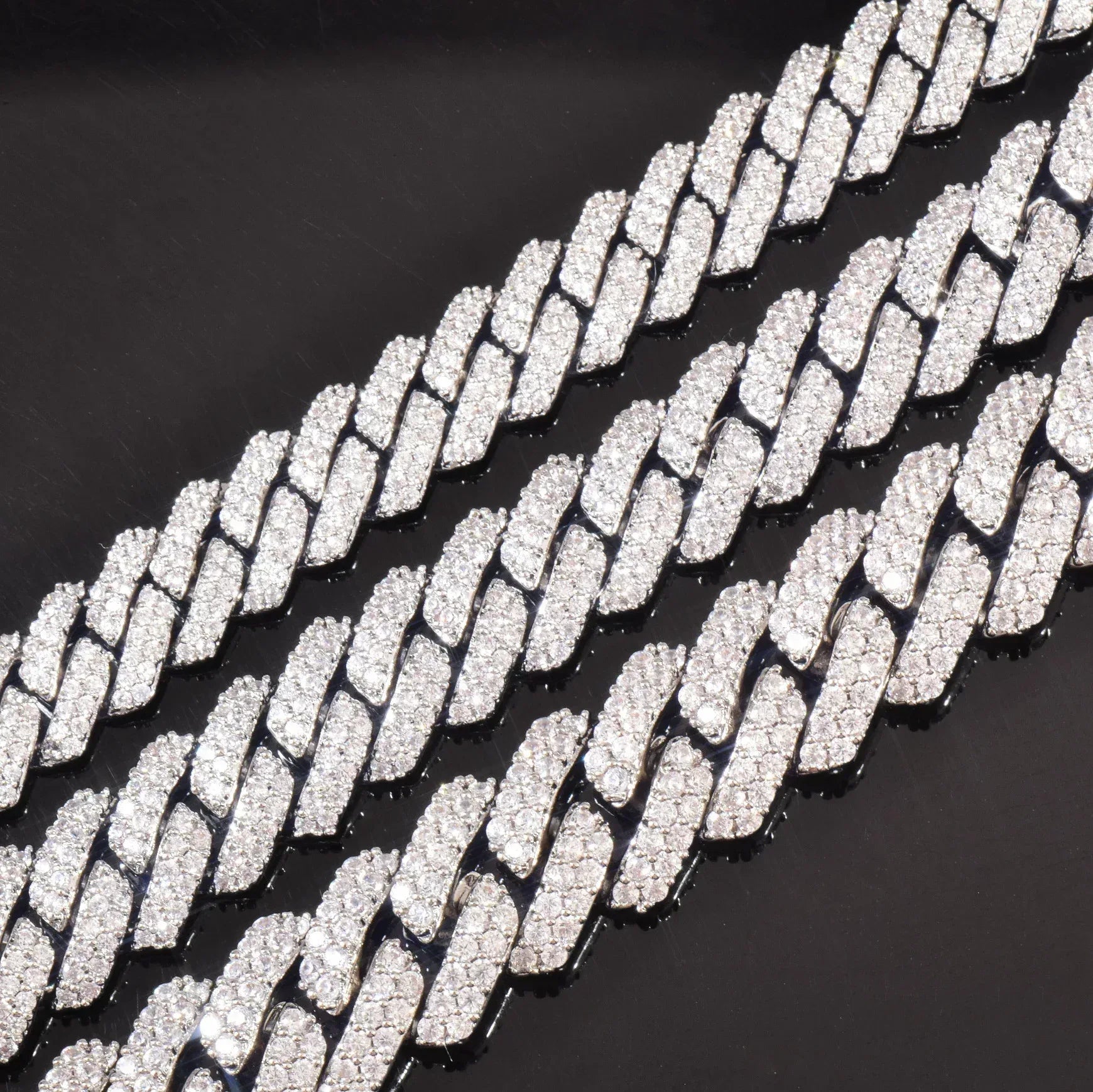 8mm 10mm 12mm Iced Out Double Row Cuban Chain Necklace for Men | Caratix Jewelry - CaratixJewelry