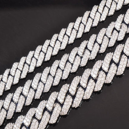 8mm 10mm 12mm Iced Out Double Row Cuban Chain Necklace for Men | Caratix Jewelry - CaratixJewelry