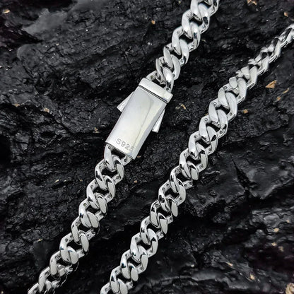 8mm Moissanite -Cut Cuban Link Chain for Men – S925 Sterling Silver Luxury Hip Hop Necklace - CaratixJewelry
