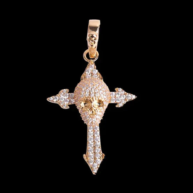Men's Gothic Reaper Necklace | Premium Copper CZ Biker & Hip Hop Jewelry - CaratixJewelry