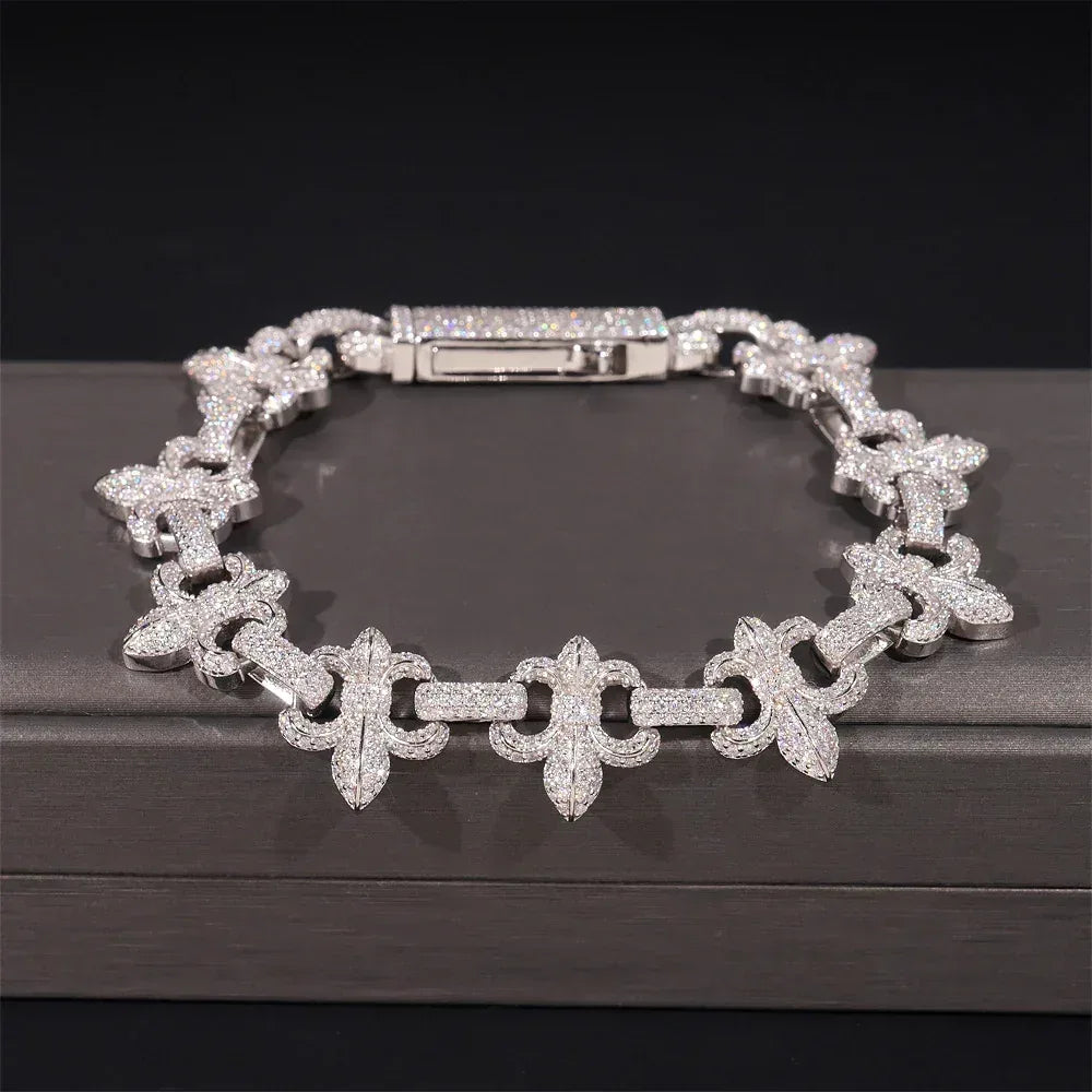 16mm Moissanite Cross Bracelet | 2025 S925 Silver Men’s Iced Out Hip Hop Jewelry - CaratixJewelry