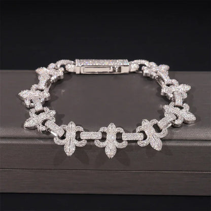 16mm Moissanite Cross Bracelet | 2025 S925 Silver Men’s Iced Out Hip Hop Jewelry - CaratixJewelry