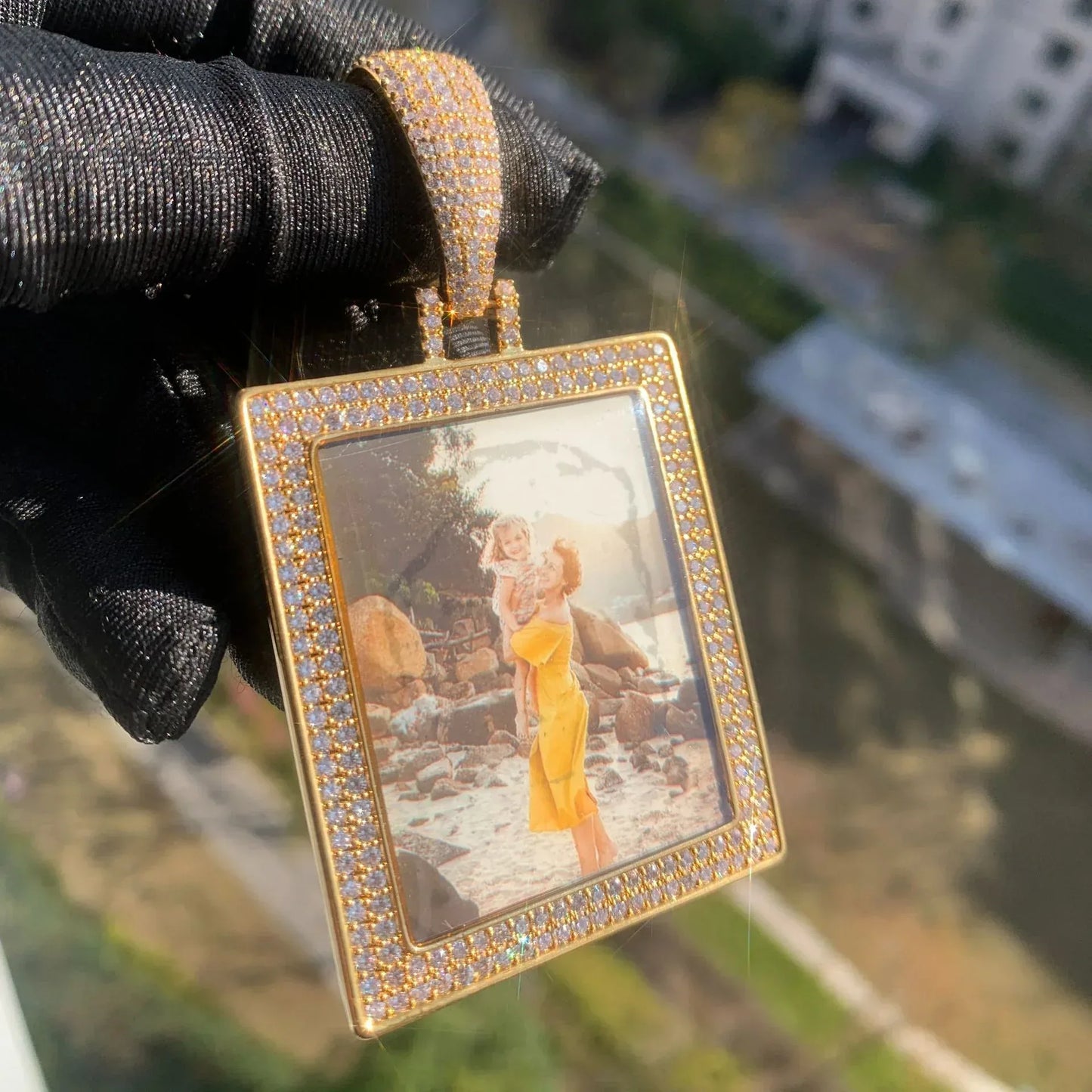 Heart Photo Frame Pendant | CZ Iced Out Custom Picture Hip Hop Necklace - CaratixJewelry