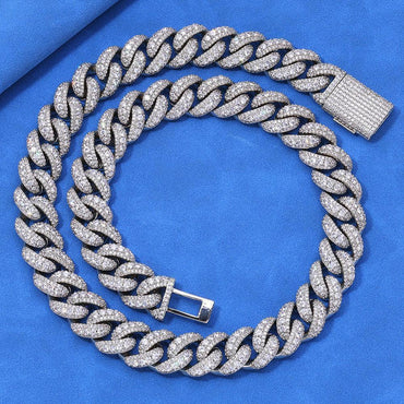 Bold Moissanite Cuban Link Chain – S925 Sterling Silver Iced-Out Hip Hop Men’s Luxury Statement Streetwear Necklace - CaratixJewelry