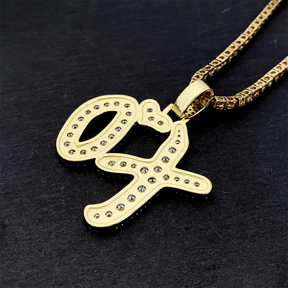 Iced Out XO Letter Pendant | Men's Gold Plated Hip Hop Alphabet Charm | Caratix
