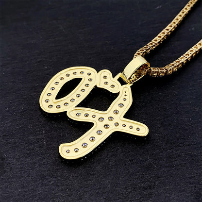 Iced Out XO Letter Pendant | Men's Gold Plated Hip Hop Alphabet Charm | Caratix