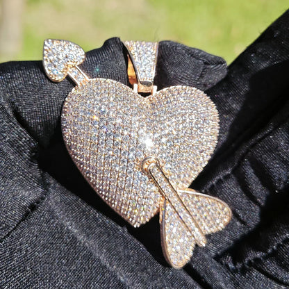 Romantic Heart Pendant Necklace | CZ Hip Hop Unisex Trendy Fashion Jewelry - CaratixJewelry