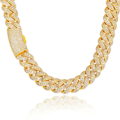 22mm Bubble Moissanite Cuban Link Chain – Custom S925 Sterling Silver Iced-Out Hip Hop Men’s Luxury Streetwear Necklace - CaratixJewelry