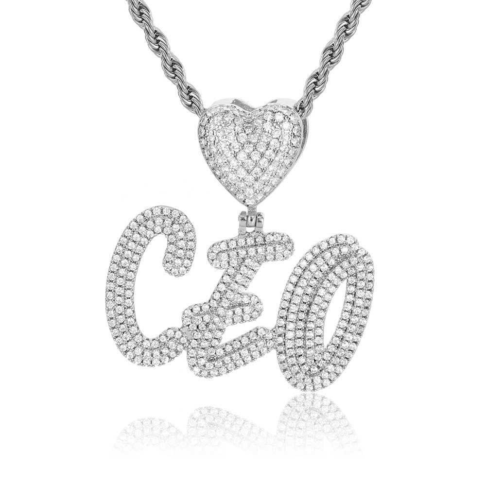Creative Heart Lock Double Layer Pendant Necklace with Calligraphy Letters and Numbers for Men | Caratix Jewelry - CaratixJewelry