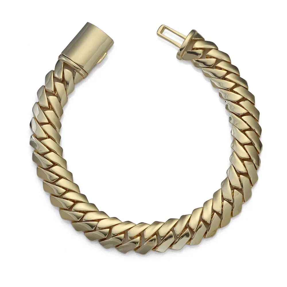 12mm Polished Cuban Link Hip Hop Bracelet Rapper Iced Out Chain Style for Men | Caratix Jewelry - CaratixJewelry