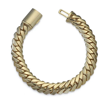 12mm Polished Cuban Link Hip Hop Bracelet Rapper Iced Out Chain Style for Men | Caratix Jewelry - CaratixJewelry
