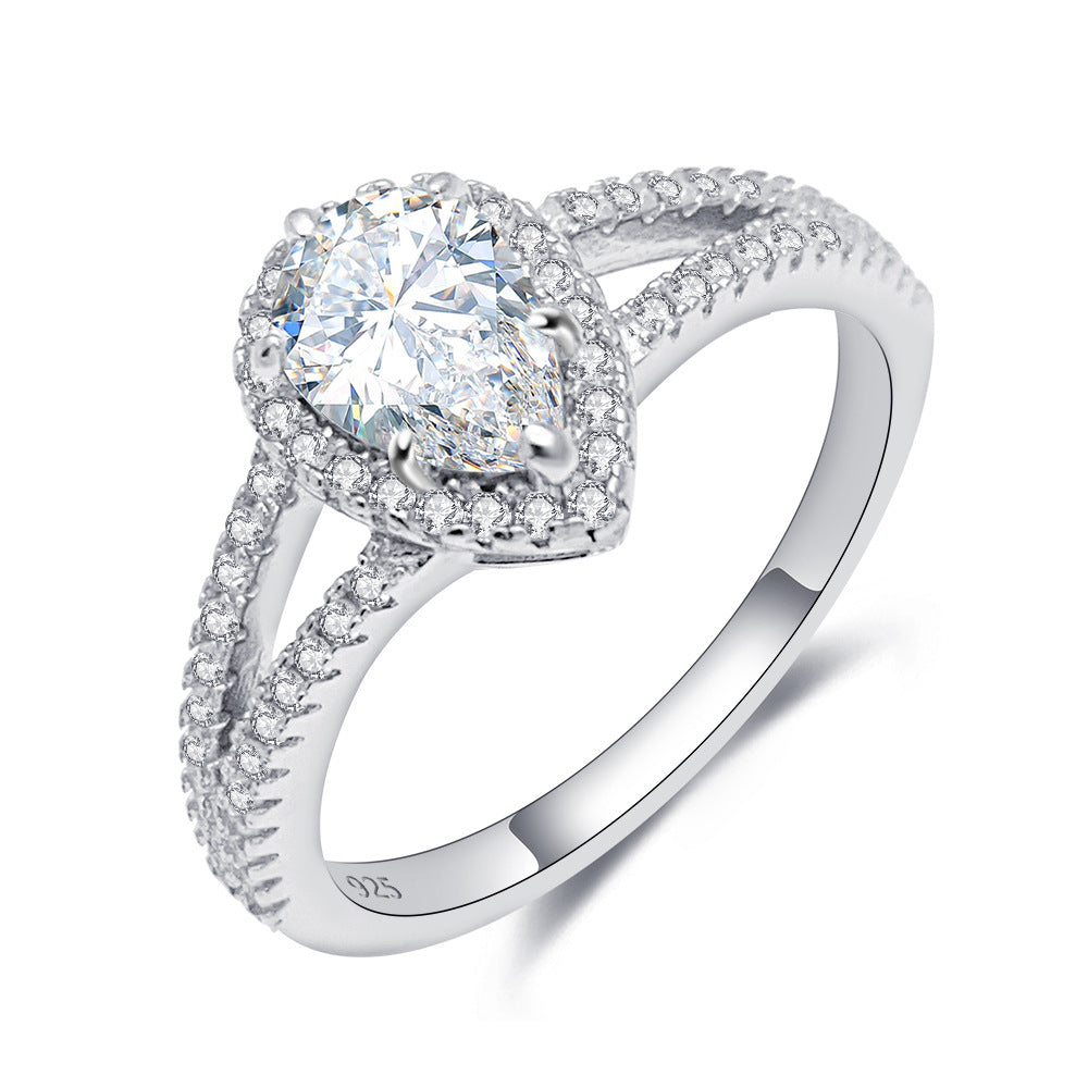 1 Carat Pear Cut Moissanite Ring | S925 Sterling Silver Teardrop Ring | Caratix