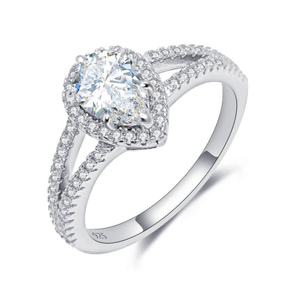 1 Carat Pear Cut Moissanite Ring | S925 Sterling Silver Teardrop Ring | Caratix