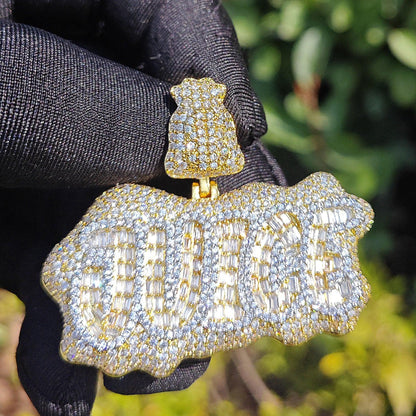 JUICE Letter Pendant Necklace | CZ Iced Out Hip Hop Streetwear Jewelry - CaratixJewelry