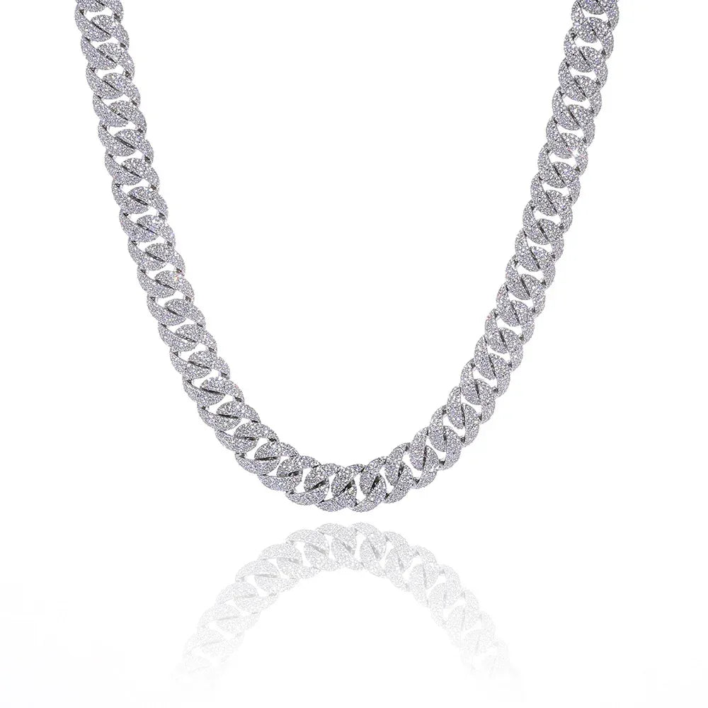 14mm Cuban Chain Necklace Zircon Flip Lock - CaratixJewelry