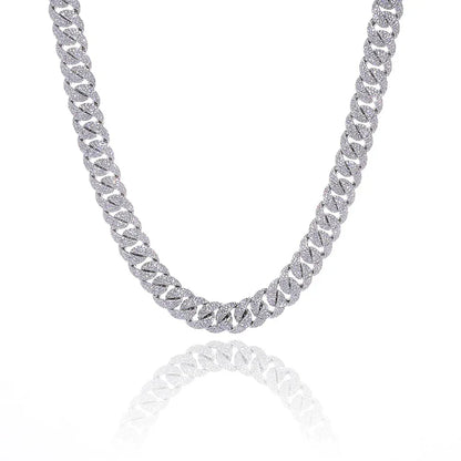 14mm Cuban Chain Necklace Zircon Flip Lock - CaratixJewelry