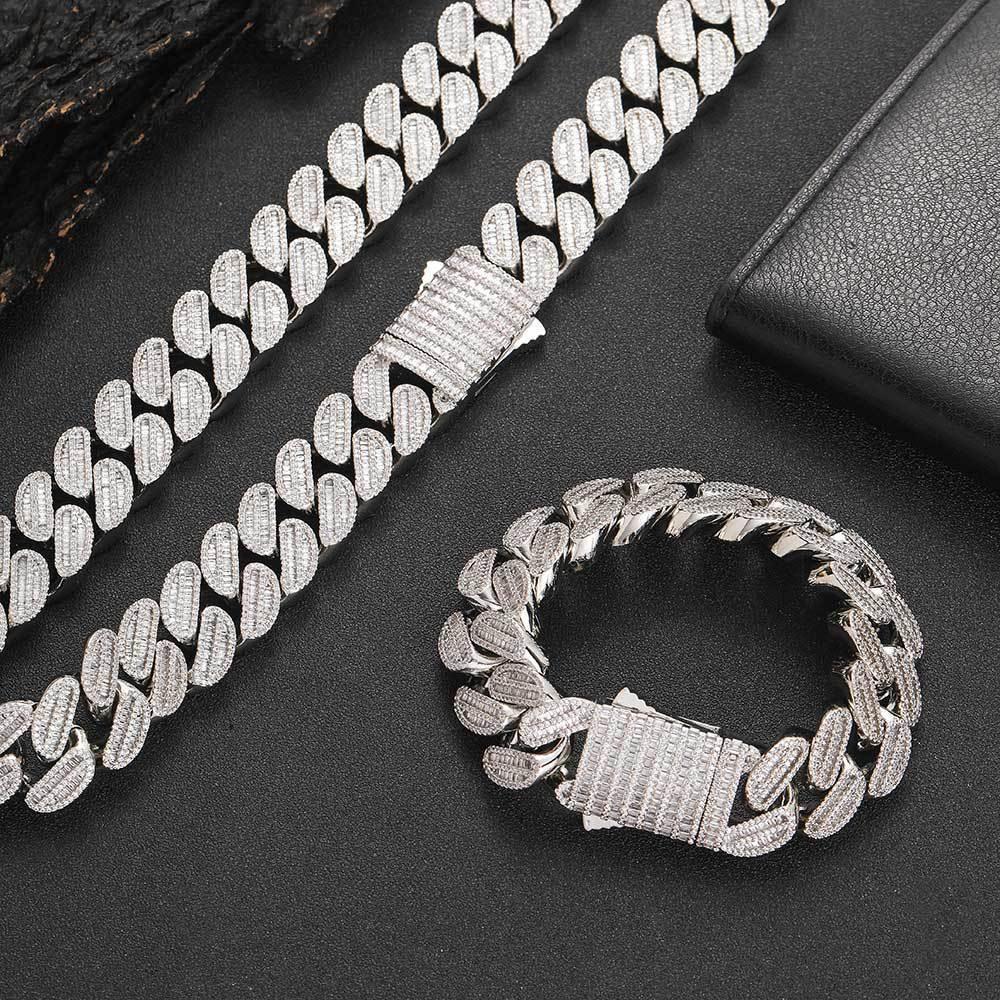 20mm Iced Out Cuban Bracelet Mixed Zircon Rapper Style - CaratixJewelry